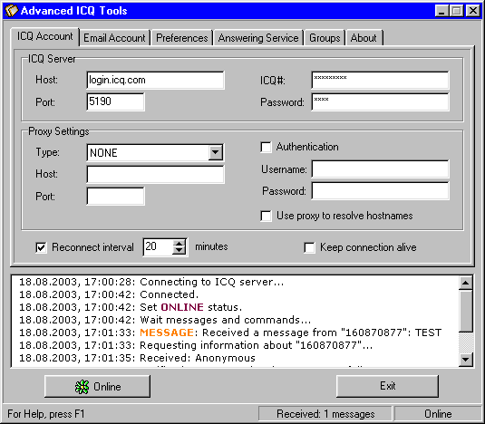 Advanced ICQ Tools Screenshot